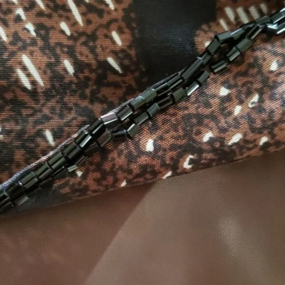 RUSSELL KEMP‎ ANIMAL Print Silk Beaded Blazer Jacket Size Large Brown - Picture 6 of 8